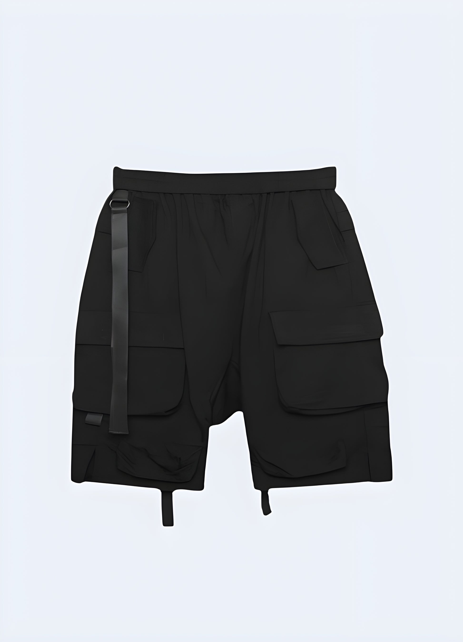 Elastic waistband urban shorts black.