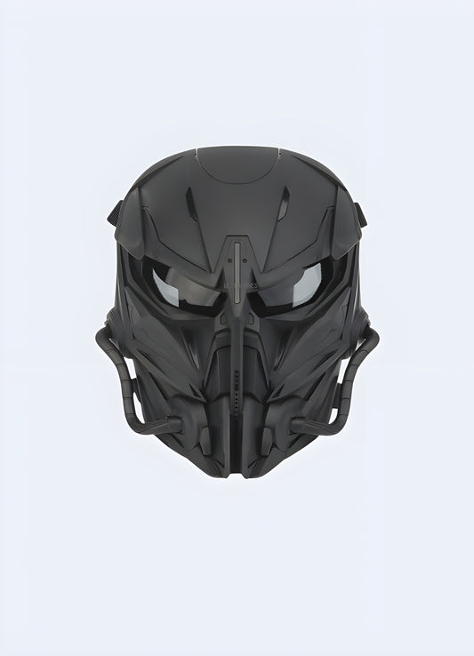 Embrace the intimidating aesthetics of battle with this warcore mask black.