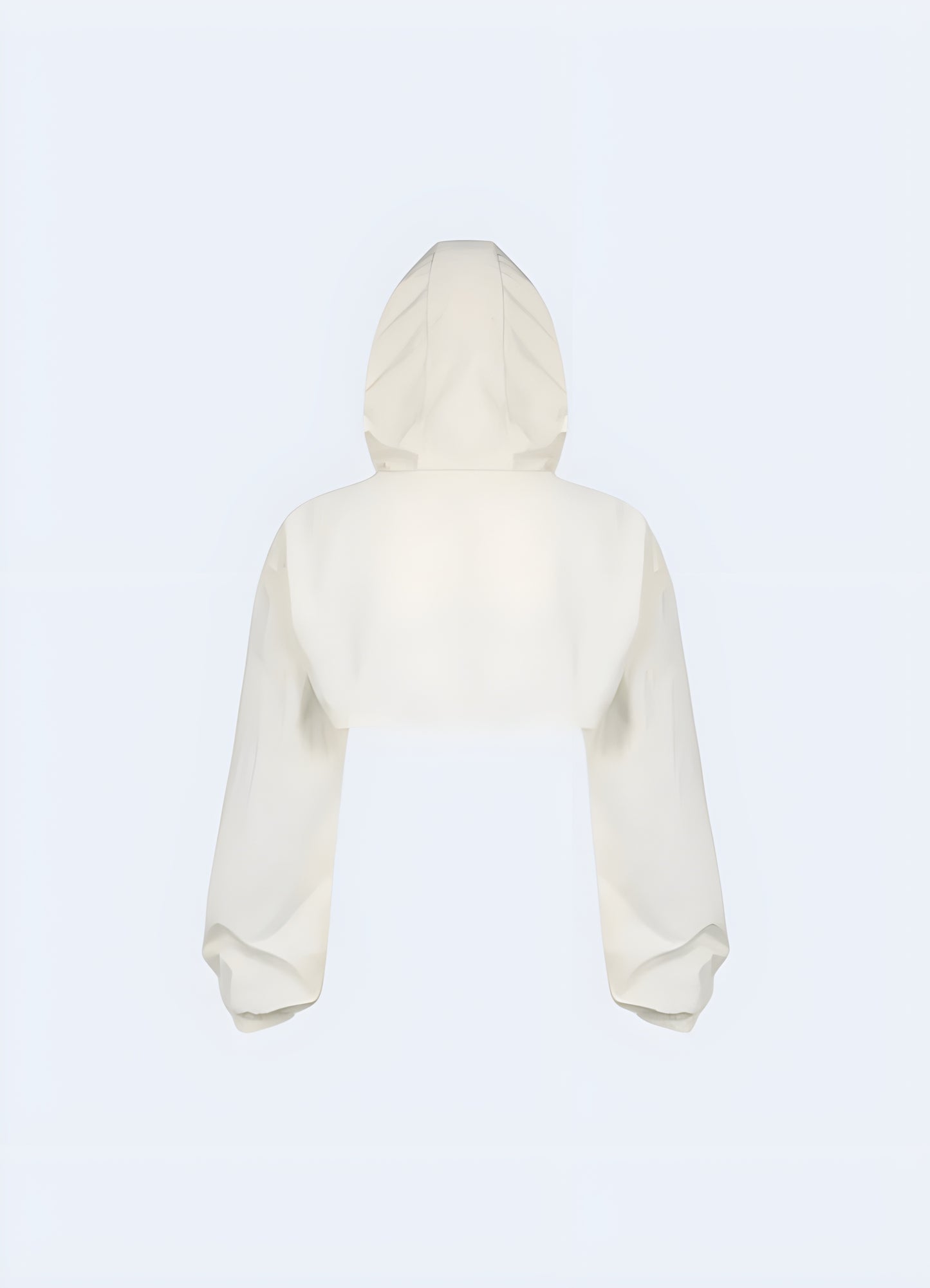 Sleek fitted white turtleneck crop flattering fit for most body shapes.