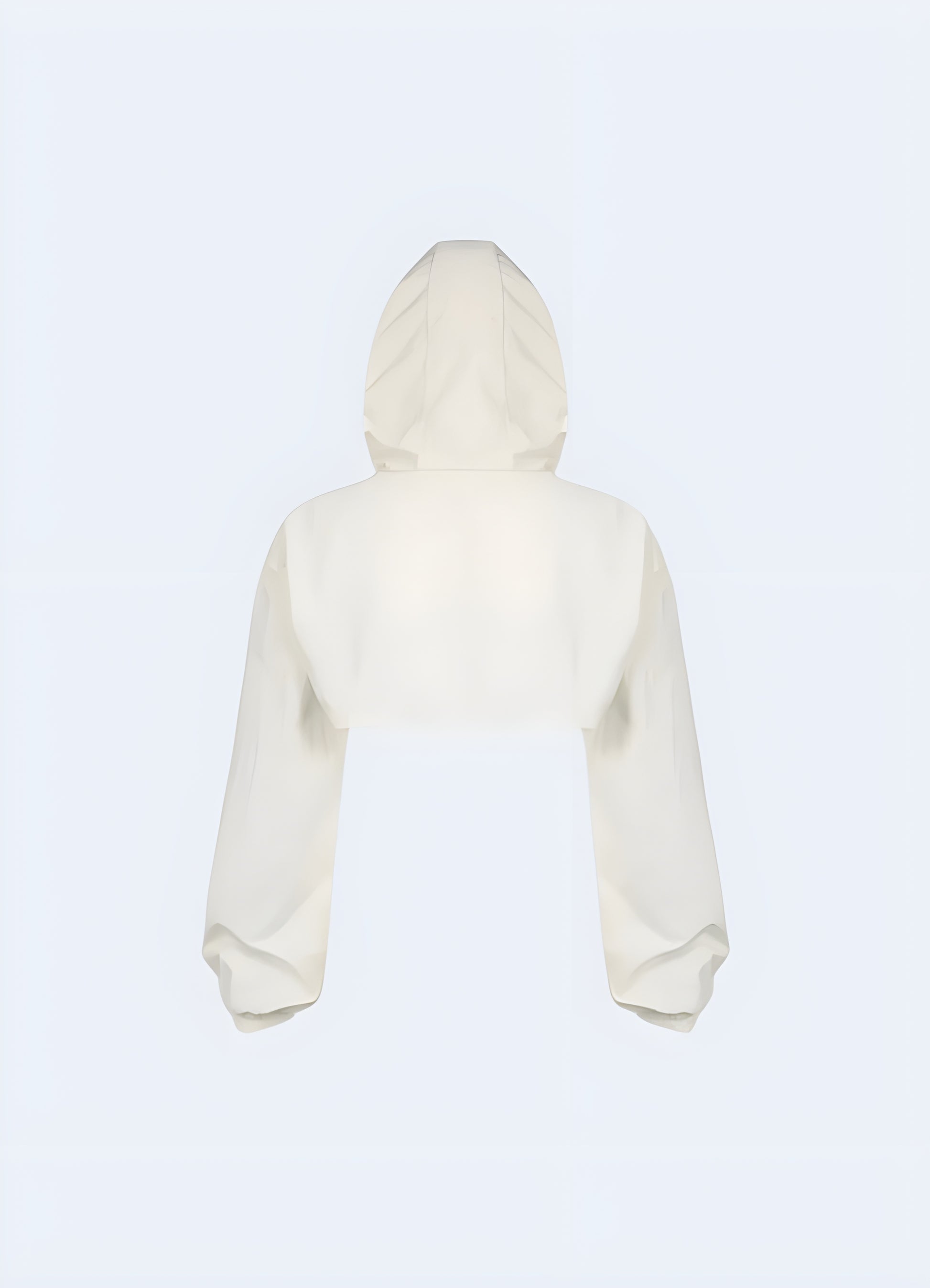 Sleek fitted white turtleneck crop flattering fit for most body shapes.