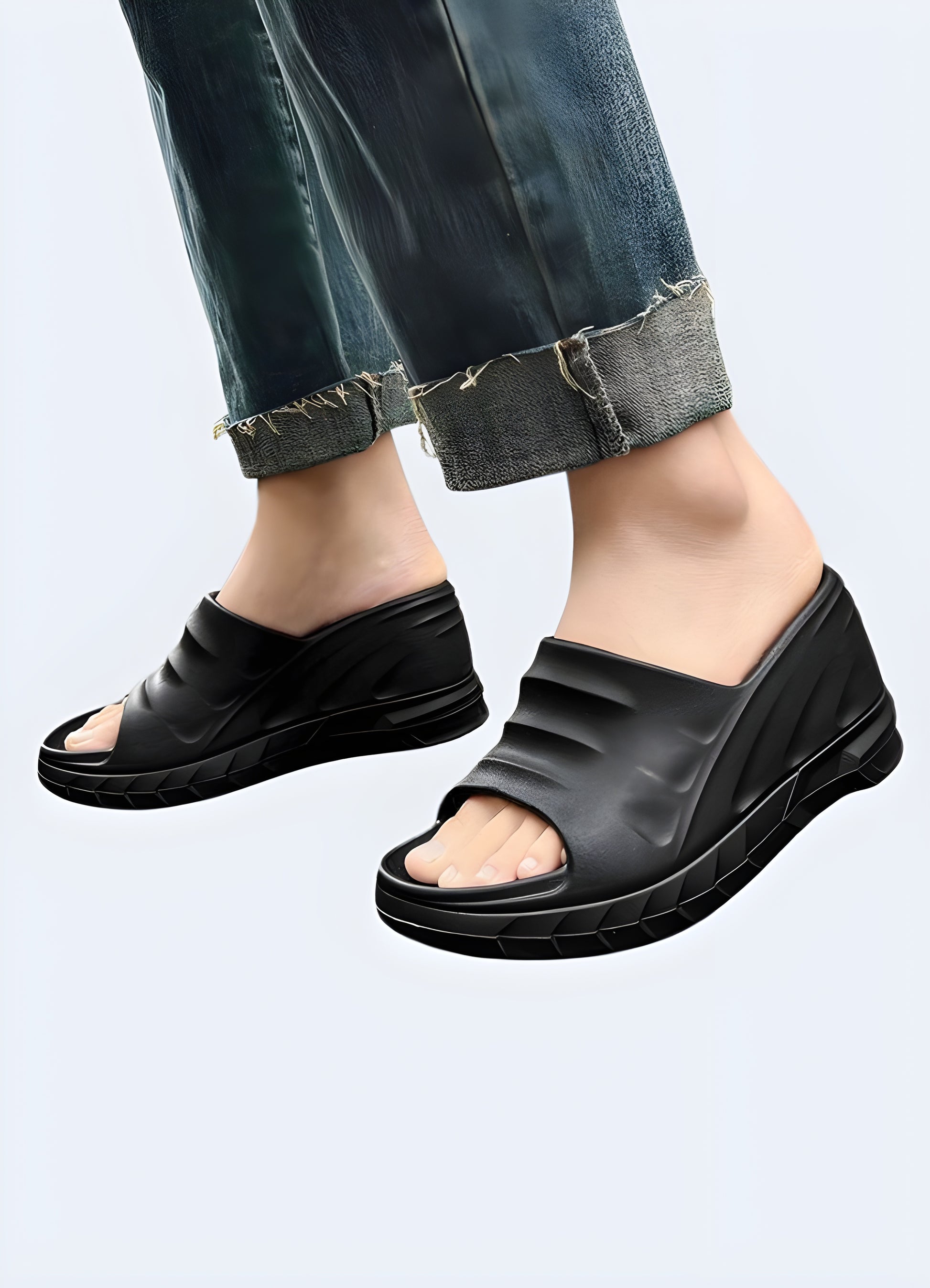 These sandals are a futuristic reimagination of vintage platform shoes.