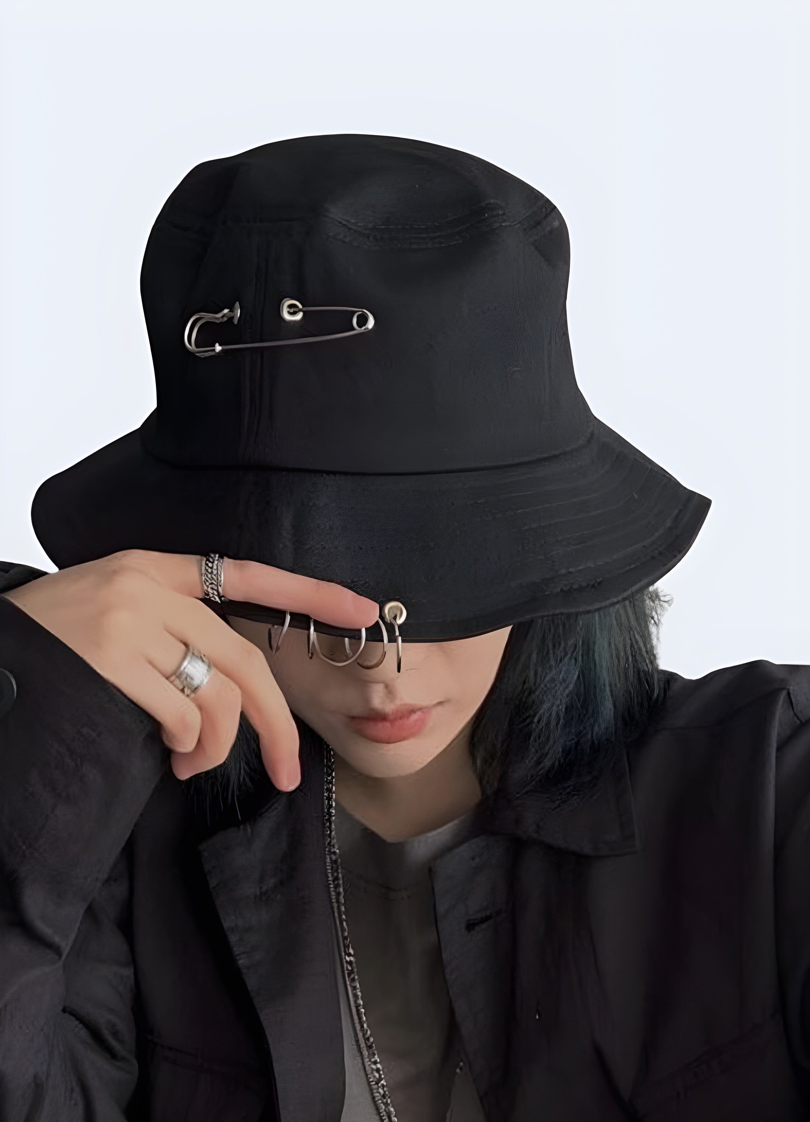 Black Bucket Hat With Rings Techwear Australia