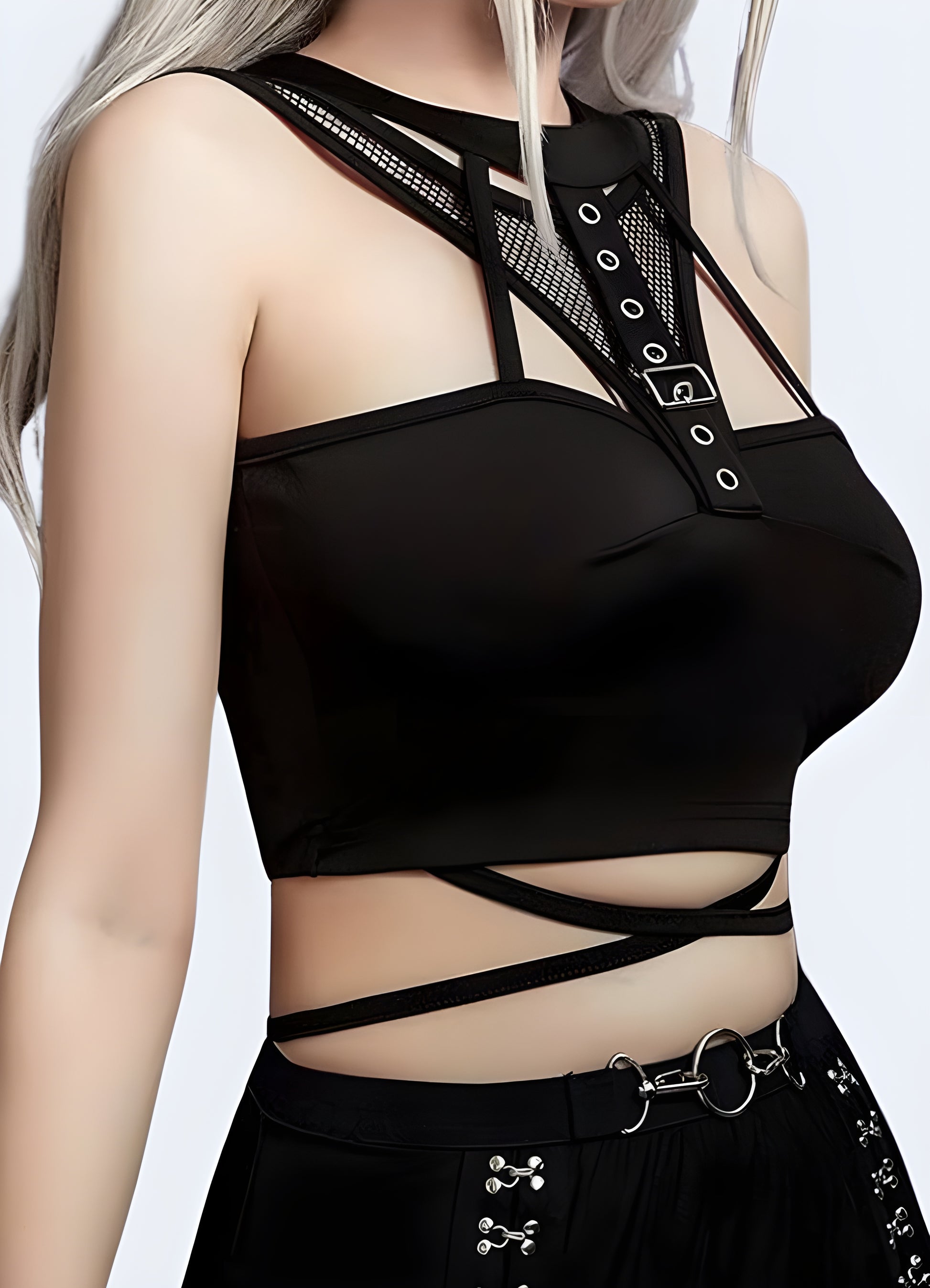 The goth tank top offers an intriguing fusion of gothic and modern styles.