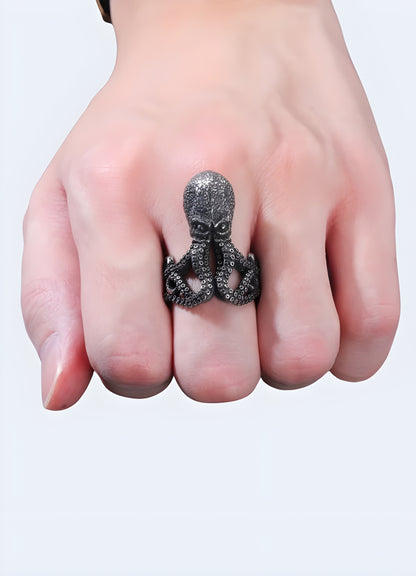 Textured tentacles statement ring.