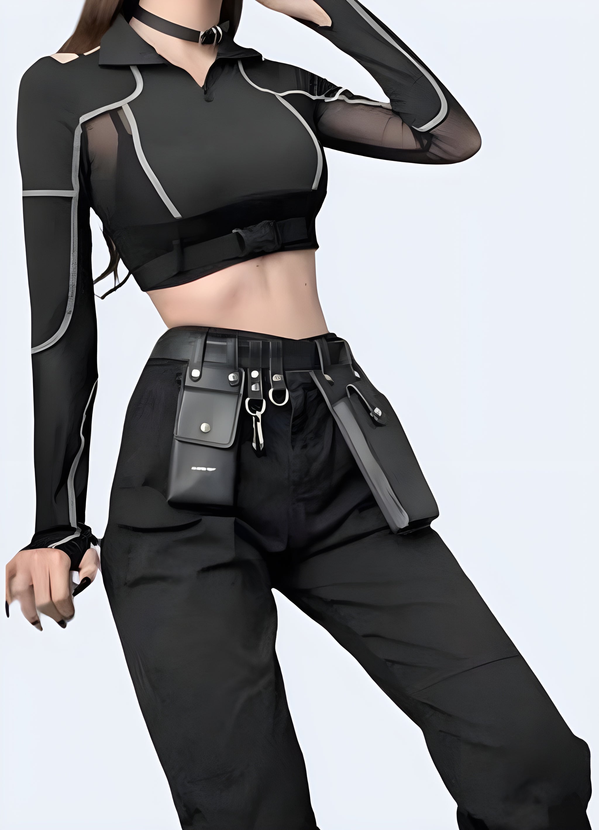 Techwear Long Sleeve Zip Up Shirt