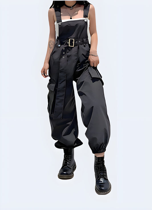 nspired by tactical jumpsuits, these overalls exude a daring spirit.
