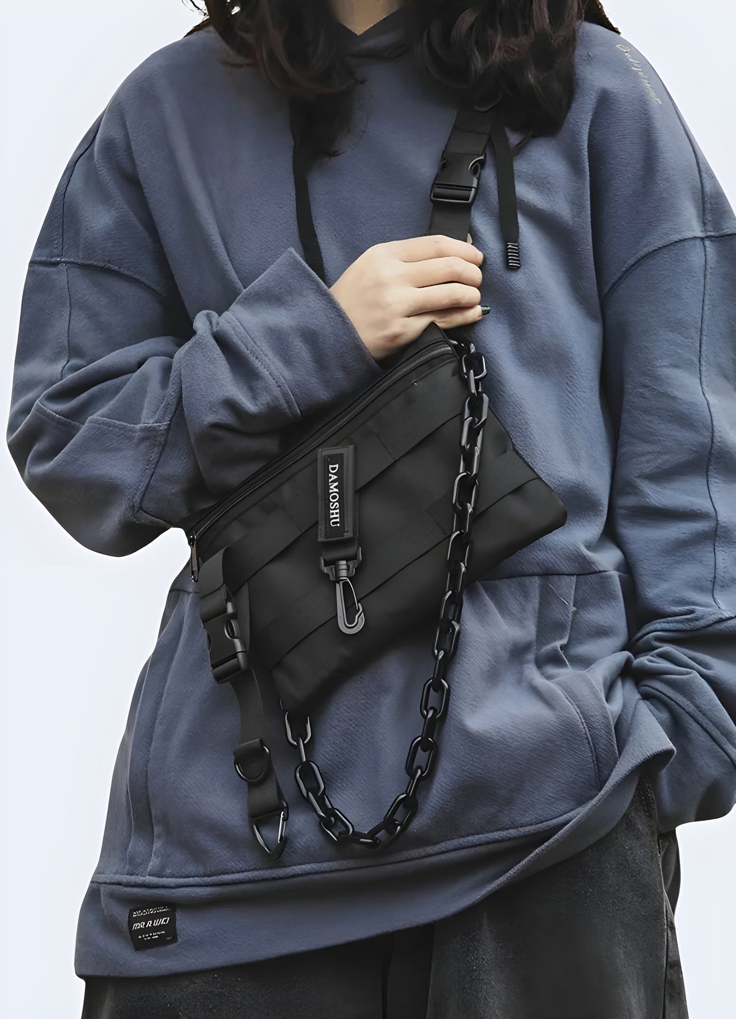  The small sling bag style is very popular in today’s streetwear and techwear clothing.