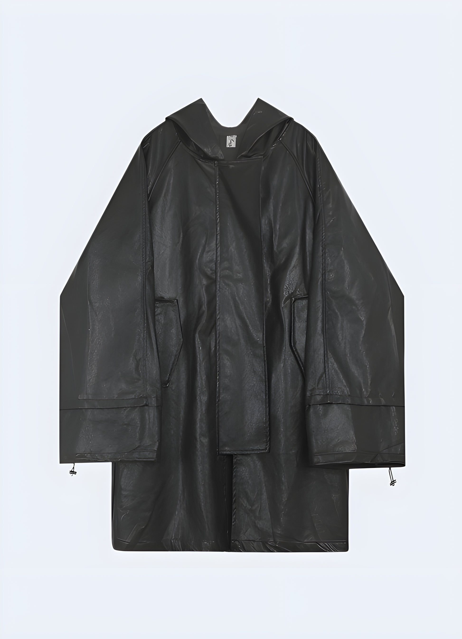 Seam sealed rain jacket with adjustable hem.