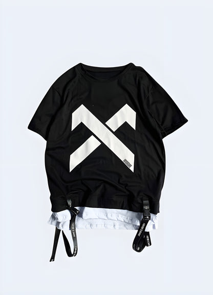 Basic short sleeve tee with x print black.