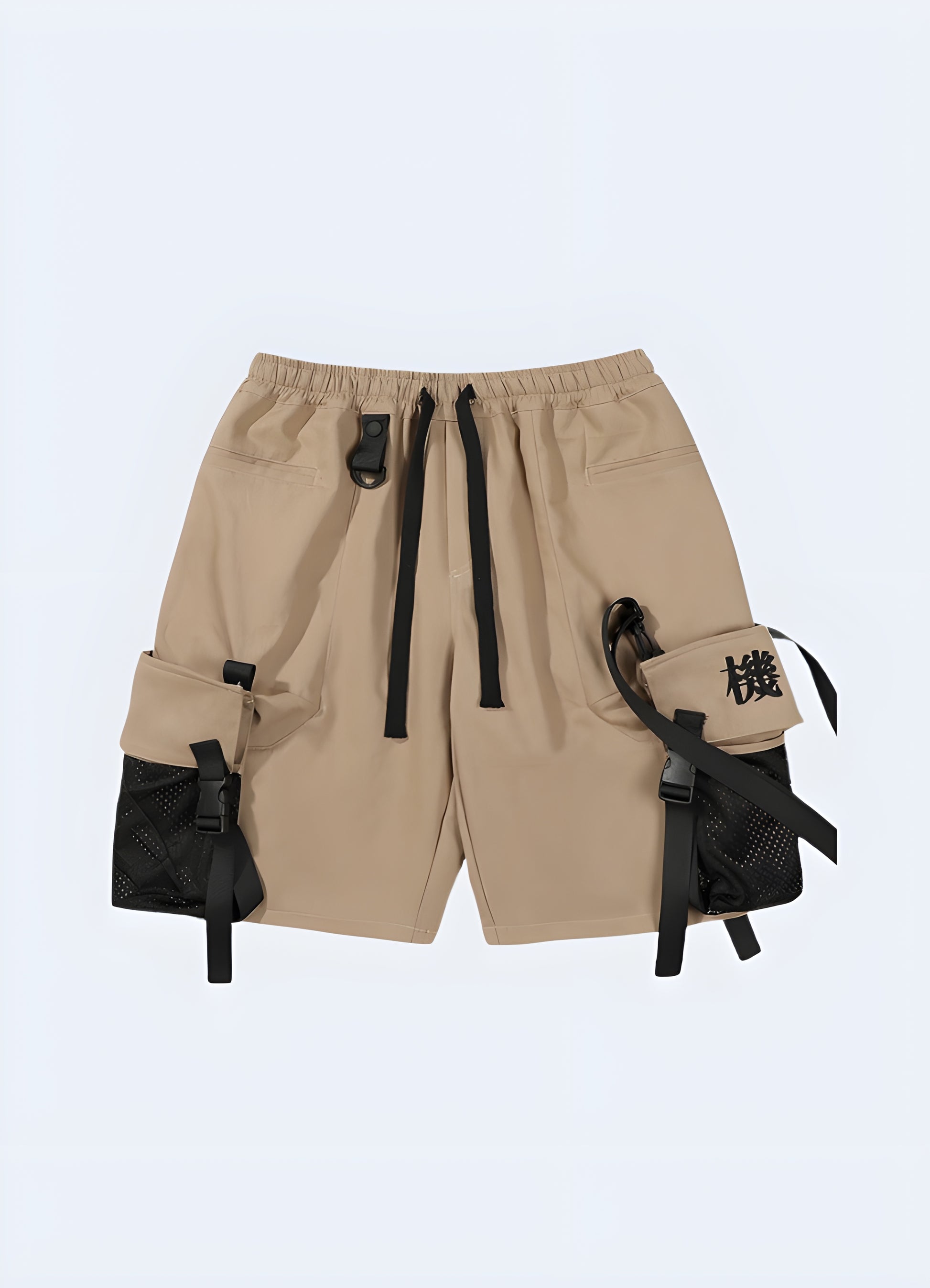 Detachable pouch, wearable as a sling bag yakuza shorts beige.